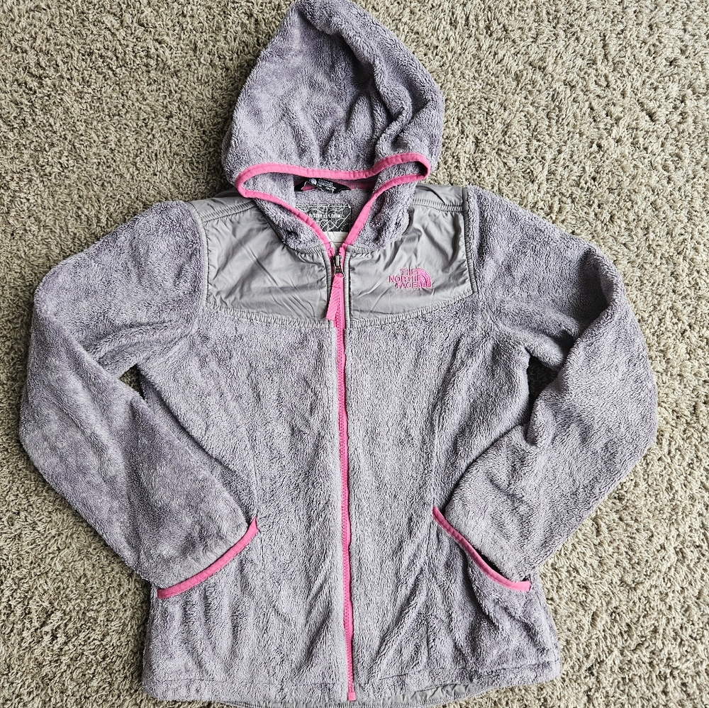 The North Face Kids Gray and Pink Fleece Jacket